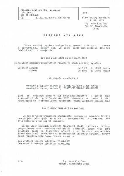 Veřejná vyhláška 01