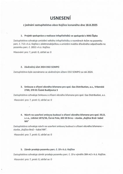Usnesení z jednání zastupitelstva obce 8/25
