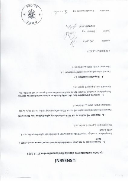 Usnesení z jednání zastupitelstva 27. 12. 2023