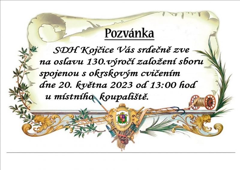 SDH Kojčice slaví 130 let!